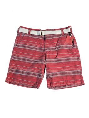 Mossimo Supply Co. NWT Men's 40 Belted Flat Front 100% Cotton Shorts Red Stripe